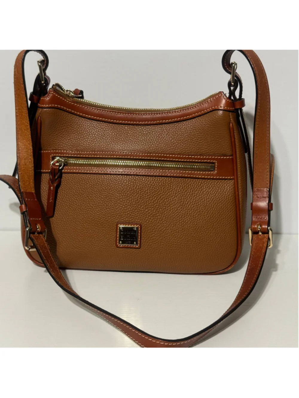 Dooney & Bourke 1975 Pebbled Leather Crossbody Shoulder Bag Brown Red